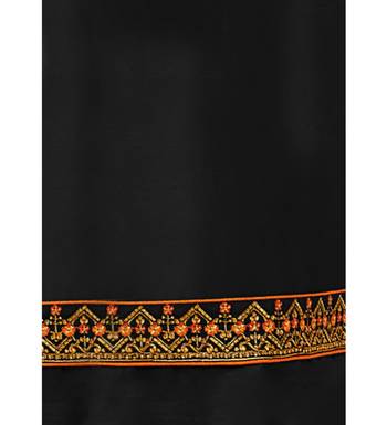 Black & Orange Cotton Jam Silk Women's Salwar Suit With Banarasi Dupatta 4