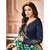 Navy Blue & Teal Cotton Jam Silk Women's Salwar Suit With Banarasi Dupatta