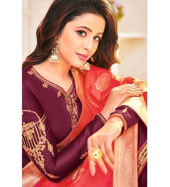 Magenta & Pink Cotton Jam Silk Women's Salwar Suit With Banarasi Dupatta 2