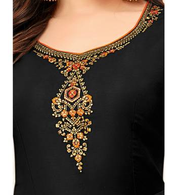 Black & Orange Cotton Jam Silk Women's Salwar Suit With Banarasi Dupatta 5