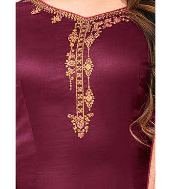 Magenta & Pink Cotton Jam Silk Women's Salwar Suit With Banarasi Dupatta 5
