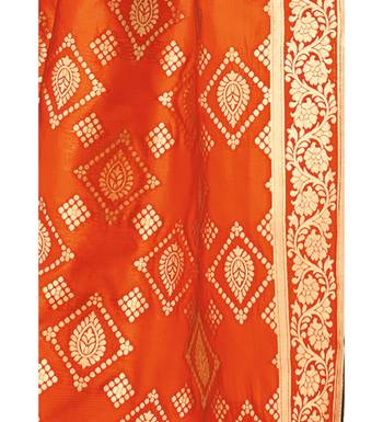 Black & Orange Cotton Jam Silk Women's Salwar Suit With Banarasi Dupatta 6