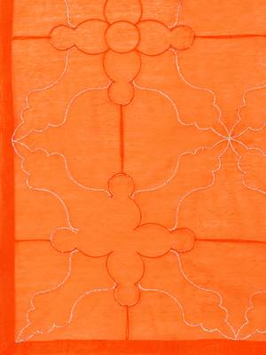 Orange Chanderi Silk Women's Unstitched Dress Material 5