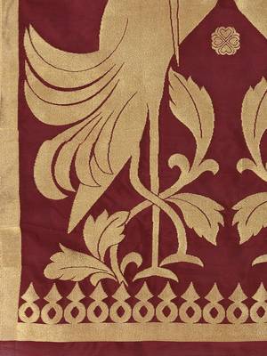 Peach & Maroon Jacquard Women's Unstitched Dress Material 5
