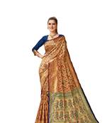 Maroon Woven Jacquard Saree With Blouse