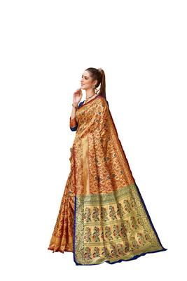 Maroon Woven Jacquard Saree With Blouse 2