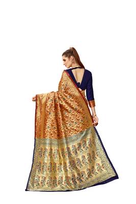 Maroon Woven Jacquard Saree With Blouse 3
