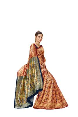 Maroon Woven Jacquard Saree With Blouse 4