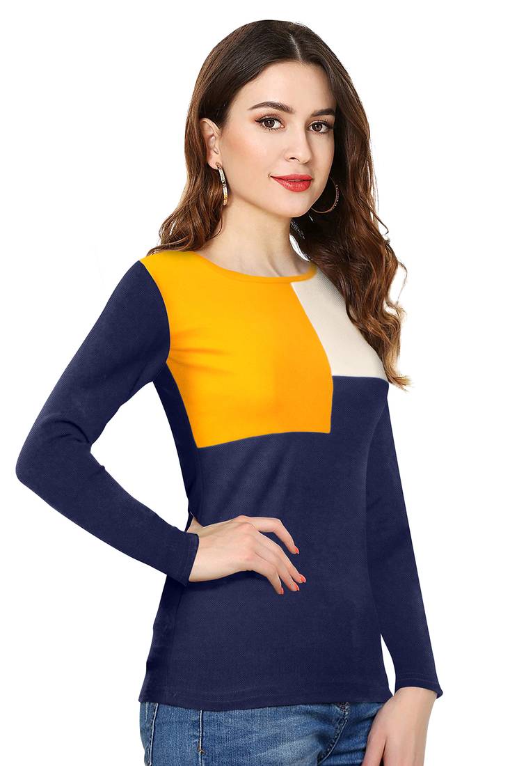 Yellow printed knit longtops Dream Beauty Fashion 3143064