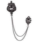 Black crystal brooch