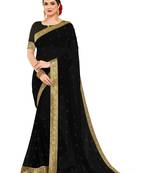 Black embroidered georgette saree with blouse