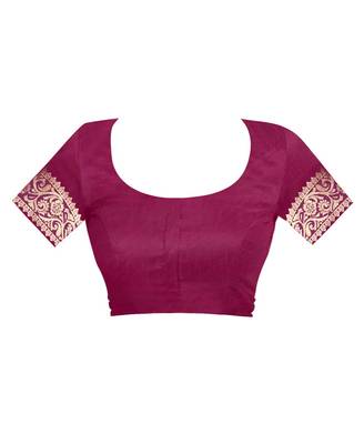 Wine Woven Cotton Silk Saree With Blouse 4