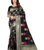 Black Woven Cotton Silk Saree With Blouse