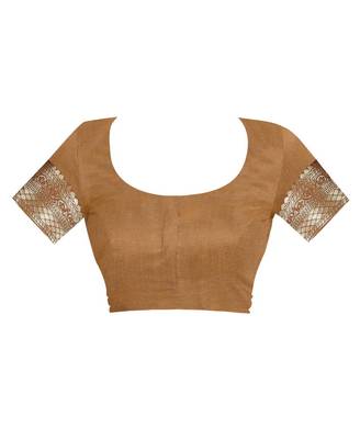 Chiku Woven Cotton Silk Saree With Blouse 4
