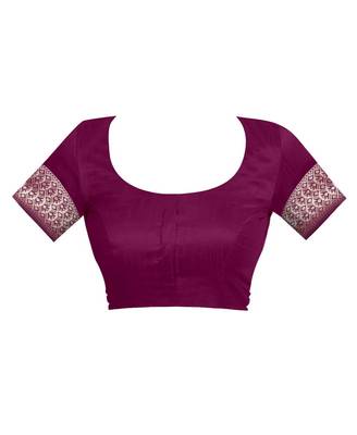 Wine Woven Cotton Silk Saree With Blouse 4