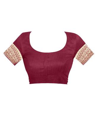 Maroon Woven Cotton Silk Saree With Blouse 4
