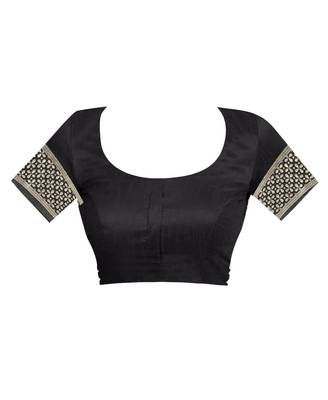 Black Woven Cotton Silk Saree With Blouse 4