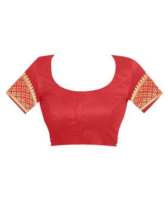 Red Woven Cotton Silk Saree With Blouse 4
