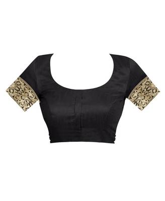 Black Woven Cotton Silk Saree With Blouse 4