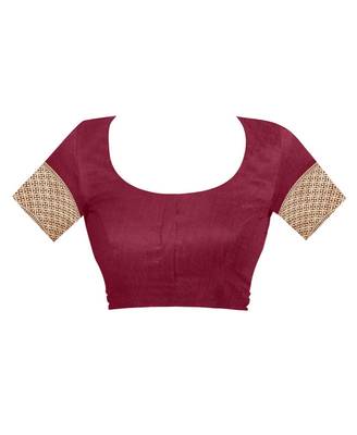 Maroon Woven Cotton Silk Saree With Blouse 4