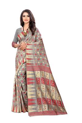 Red Woven Cotton Silk Saree With Blouse 1