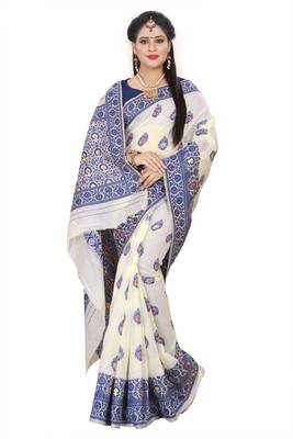 Royal Blue Woven Cotton Silk Saree With Blouse 3