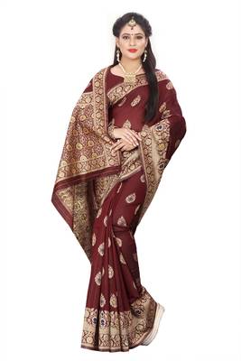 Maroon Woven Cotton Silk Saree With Blouse 3