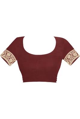 Maroon Woven Cotton Silk Saree With Blouse 5