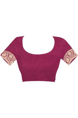 Wine Woven Cotton Silk Saree With Blouse 5