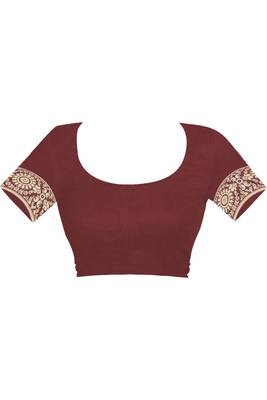 Maroon Woven Cotton Silk Saree With Blouse 5