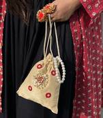 Gold Handcrafted Embroidered Silk Potli