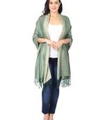 Green & Cream Super Fine Soft Women's Viscose Reversible Pashmina Scarf