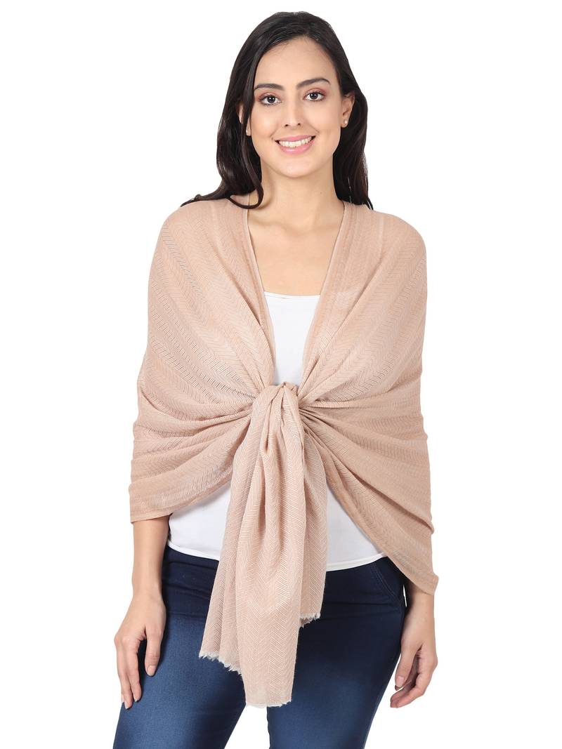 Camel Light Brown Super Fine Soft Women's Viscose & Wool Pashmina Scarf