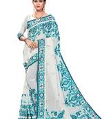 Off White Bemberg Embroidery Traditional Saree