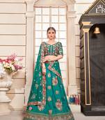 Light Green Embroidered Silk Semi Stitched Lehenga