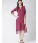 Women's Pink Cotton Straight Kurta