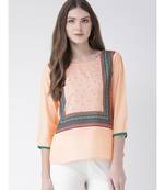 Women's Pink Crepe A-line Kurta