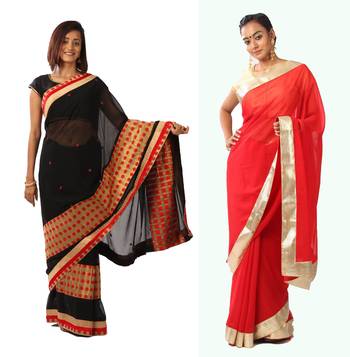 Combo Of 2 Georgette Saree With Blouse 1