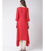 Women's Pink Cotton Silk A-line Kurta