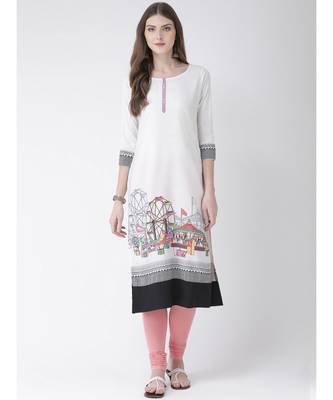 Women's White Crepe Straight Kurta 1