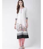 Women's White Crepe Straight Kurta