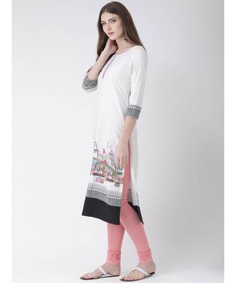 Women's White Crepe Straight Kurta 2
