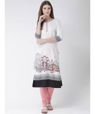 Women's White Crepe Straight Kurta 3