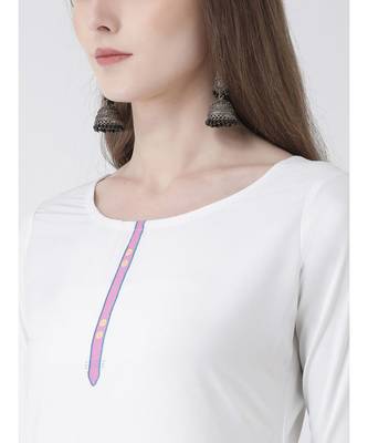Women's White Crepe Straight Kurta 4