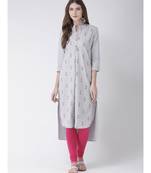 Women's Grey Cotton Straight Kurta