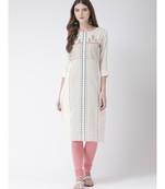 Women's White Cotton Straight Kurta