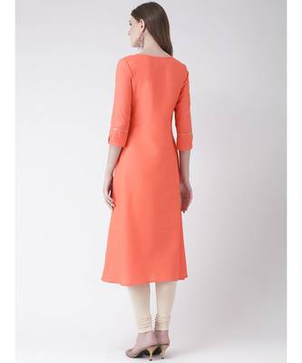 Women's Pink Cotton Silk A-line Kurta 3