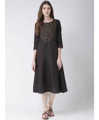 Women's Grey Cotton A-line Kurta 1