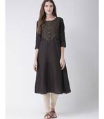 Women's Grey Cotton A-line Kurta
