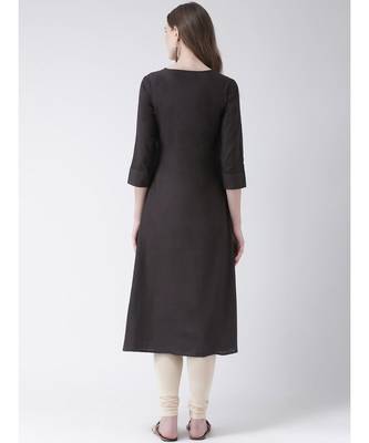 Women's Grey Cotton A-line Kurta 3
